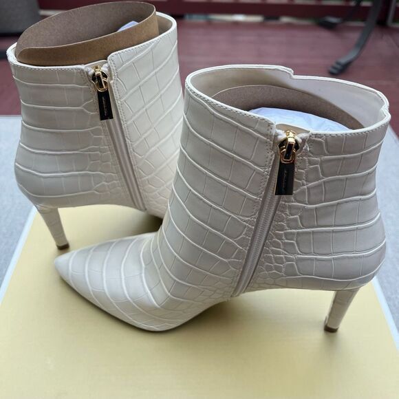 Michael Kors Ivory Croc-Embossed Booties - Picture 3 of 10